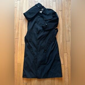 Liz Claiborne Vintage 90s Classic Double Breast Black Trench Coat Made in Russia